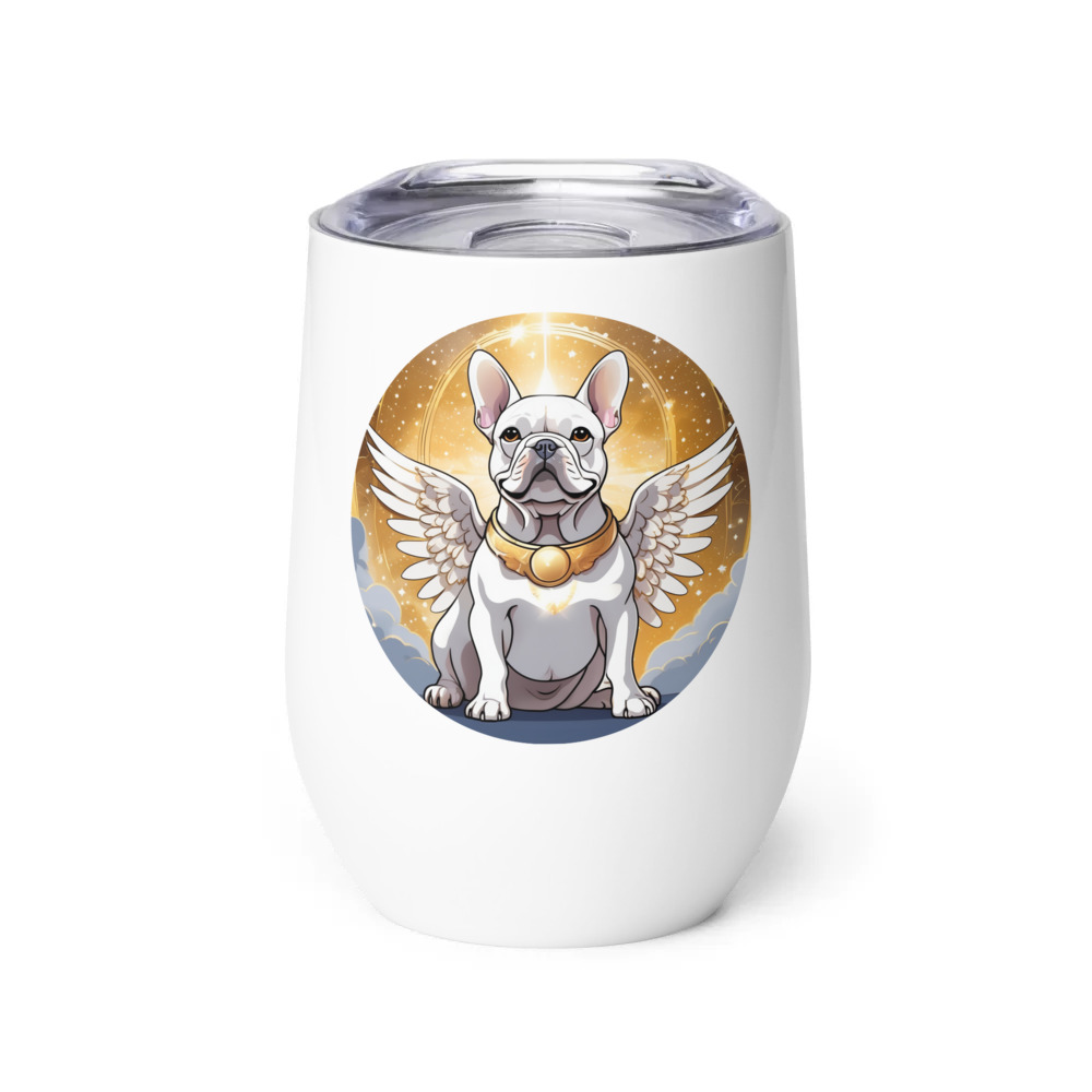 PugMug Custom White French Bulldog Wine Tumbler