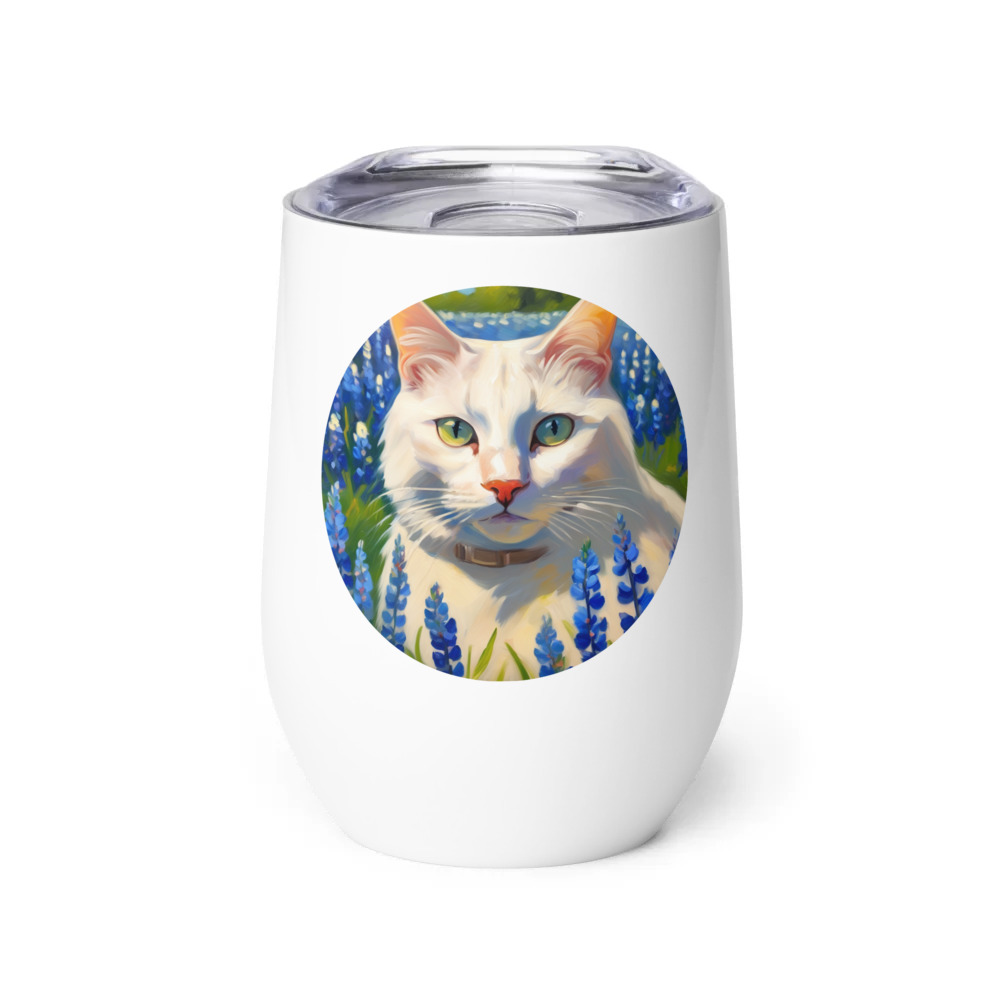 PugMug Custom White Companion Cat Wine Tumbler