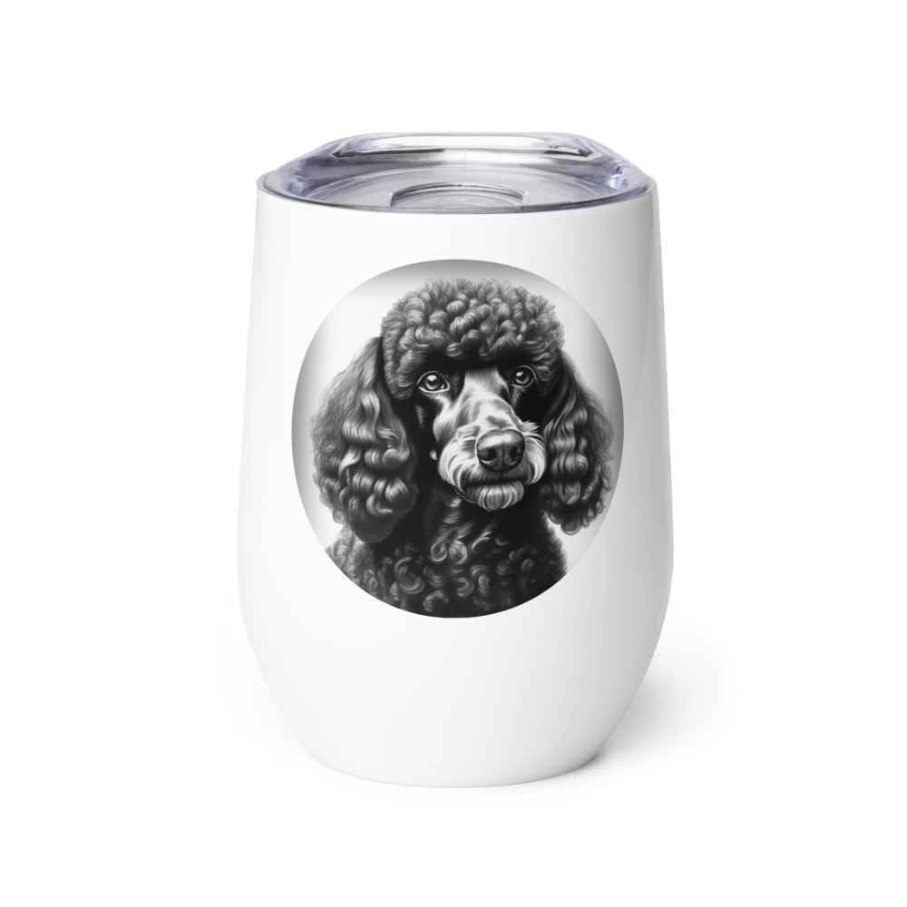 PugMug Custom Black Poodle Wine Tumbler