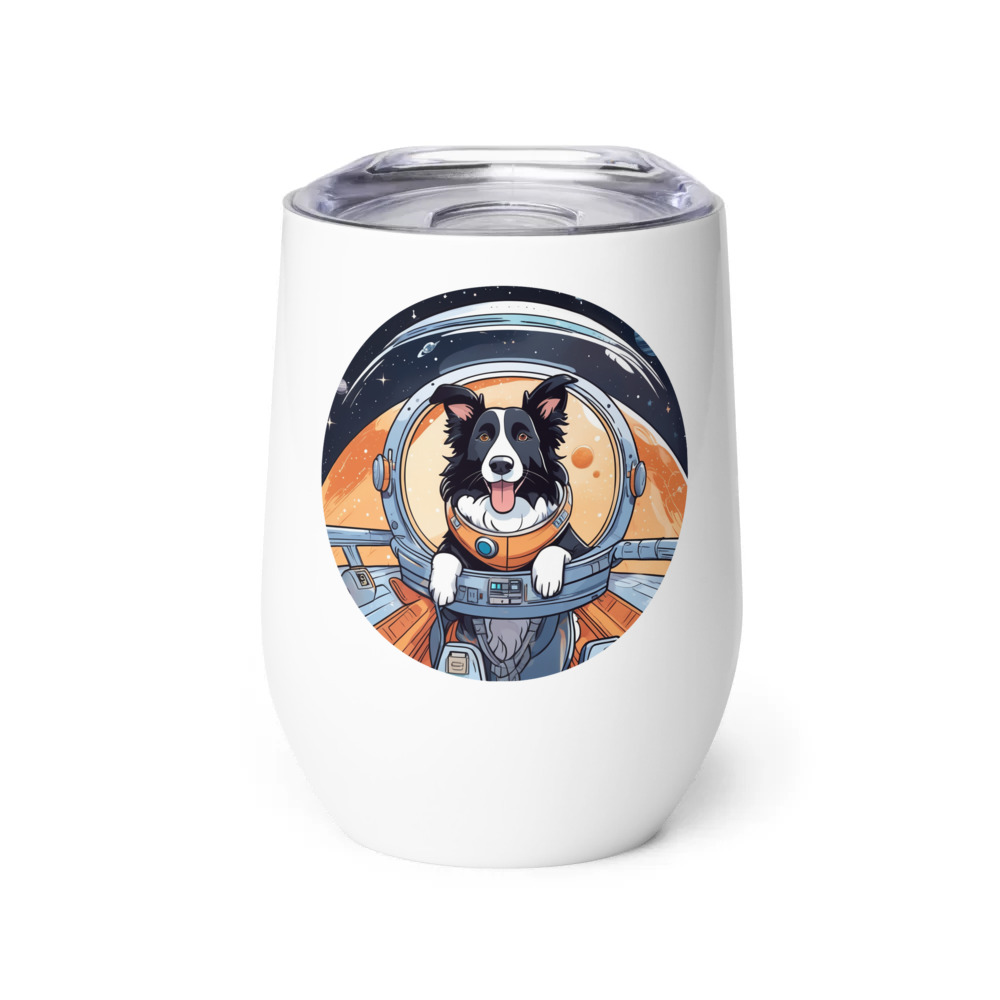 PugMug Custom Border Collie Wine Tumbler