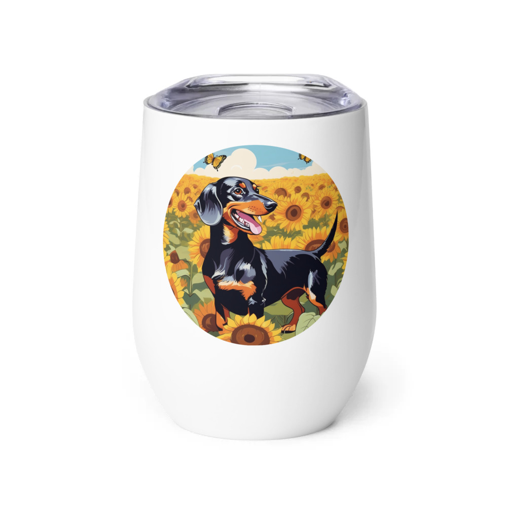 PugMug Custom Black Dachshund Wine Tumbler