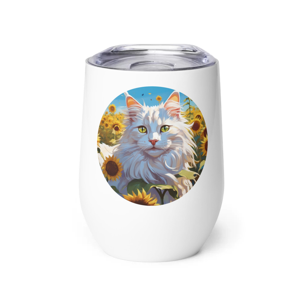 PugMug Custom White Maine Coon Cat Wine Tumbler