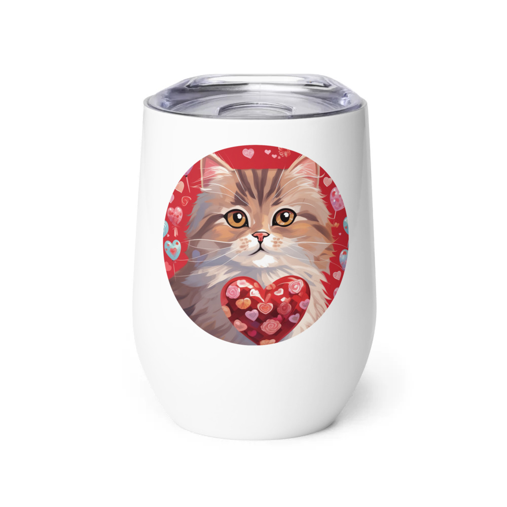 PugMug Custom Tabby Persian Cat Wine Tumbler