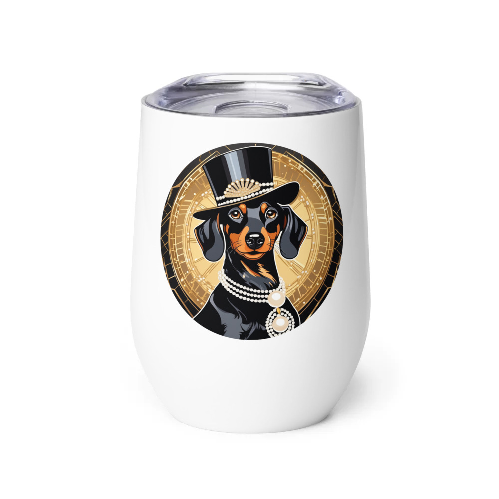 PugMug Custom Black Dachshund Wine Tumbler