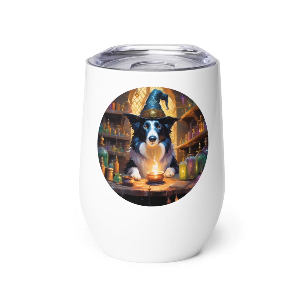PugMug Custom Border Collie Wine Tumbler