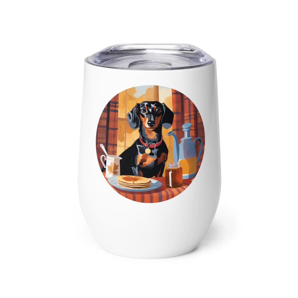 PugMug Custom Black Dachshund Wine Tumbler