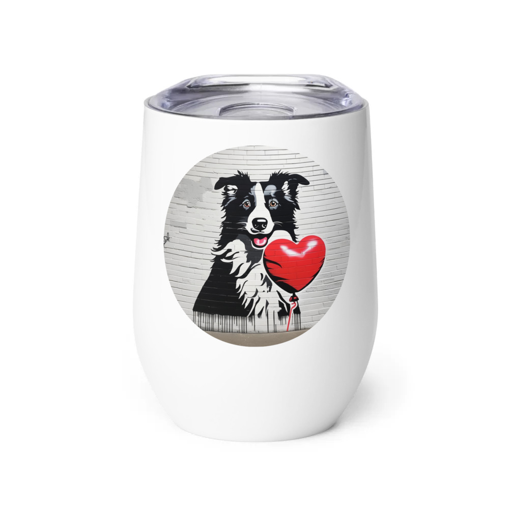 PugMug Custom Border Collie Wine Tumbler
