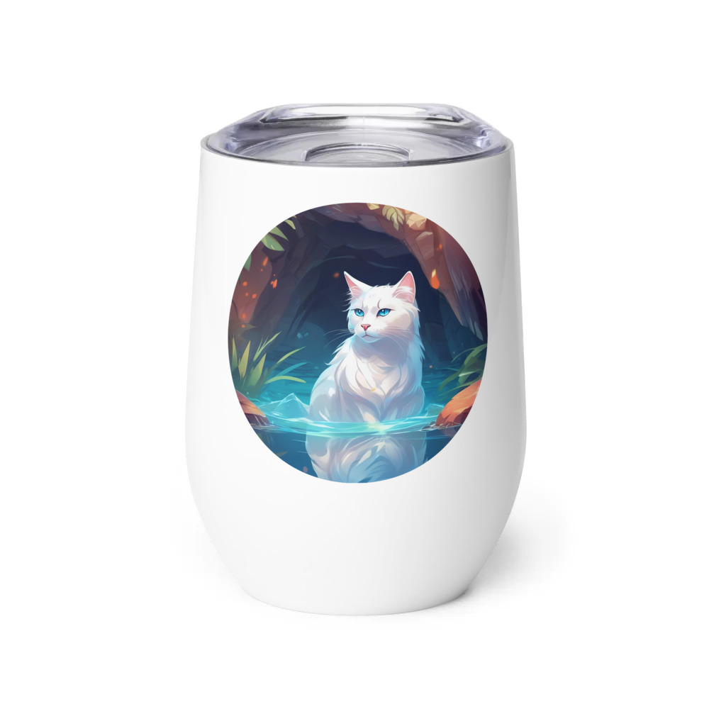 PugMug Custom White Companion Cat Wine Tumbler
