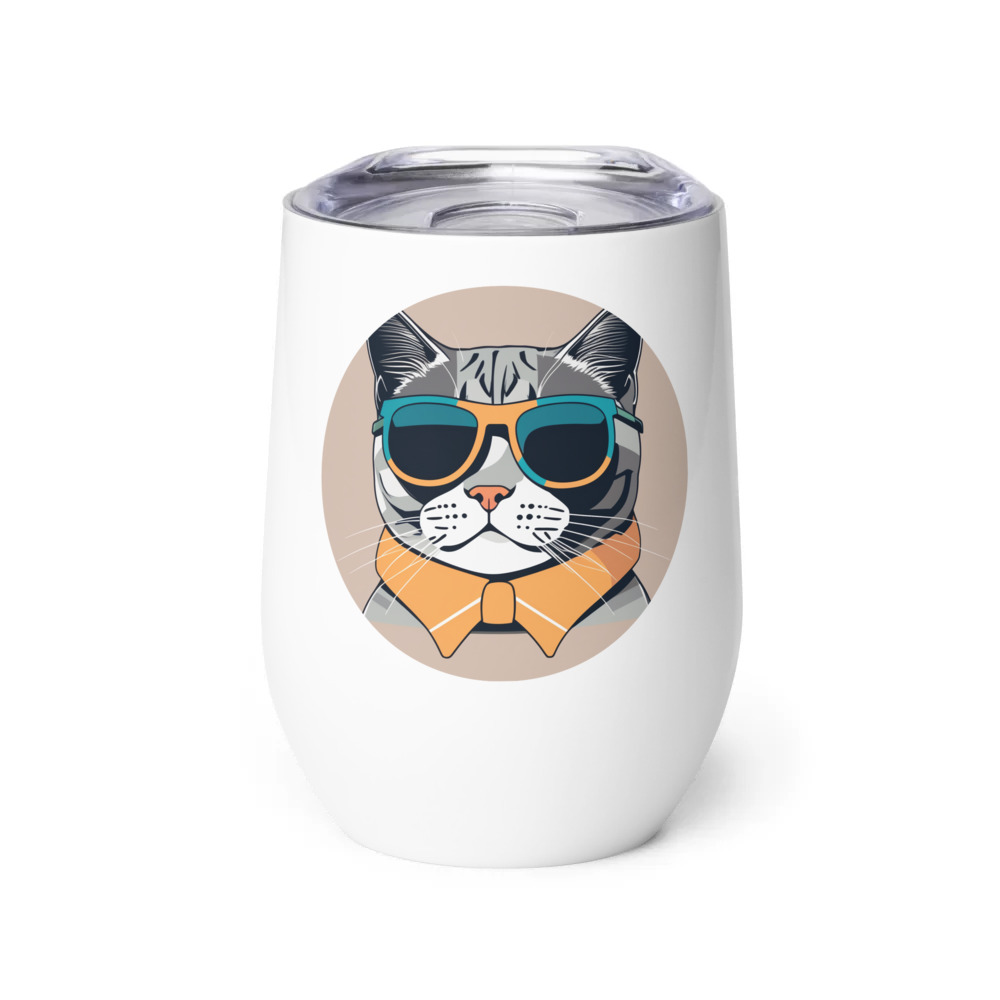 PugMug Custom Tabby British Shorthair Cat Wine Tumbler
