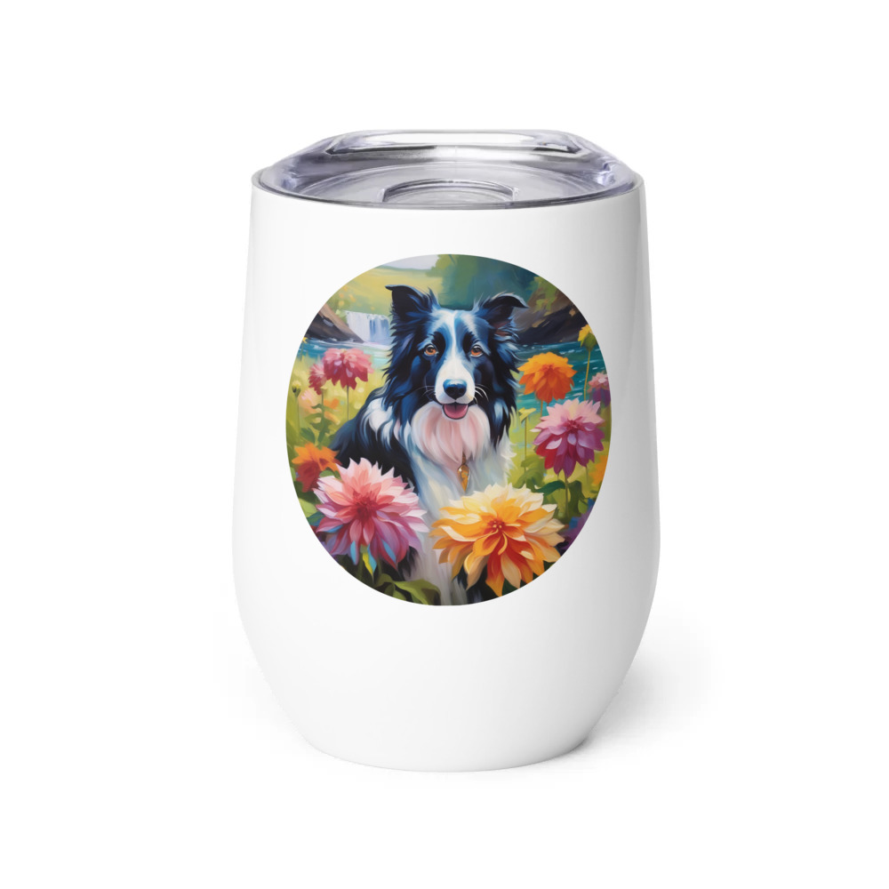 PugMug Custom Border Collie Wine Tumbler