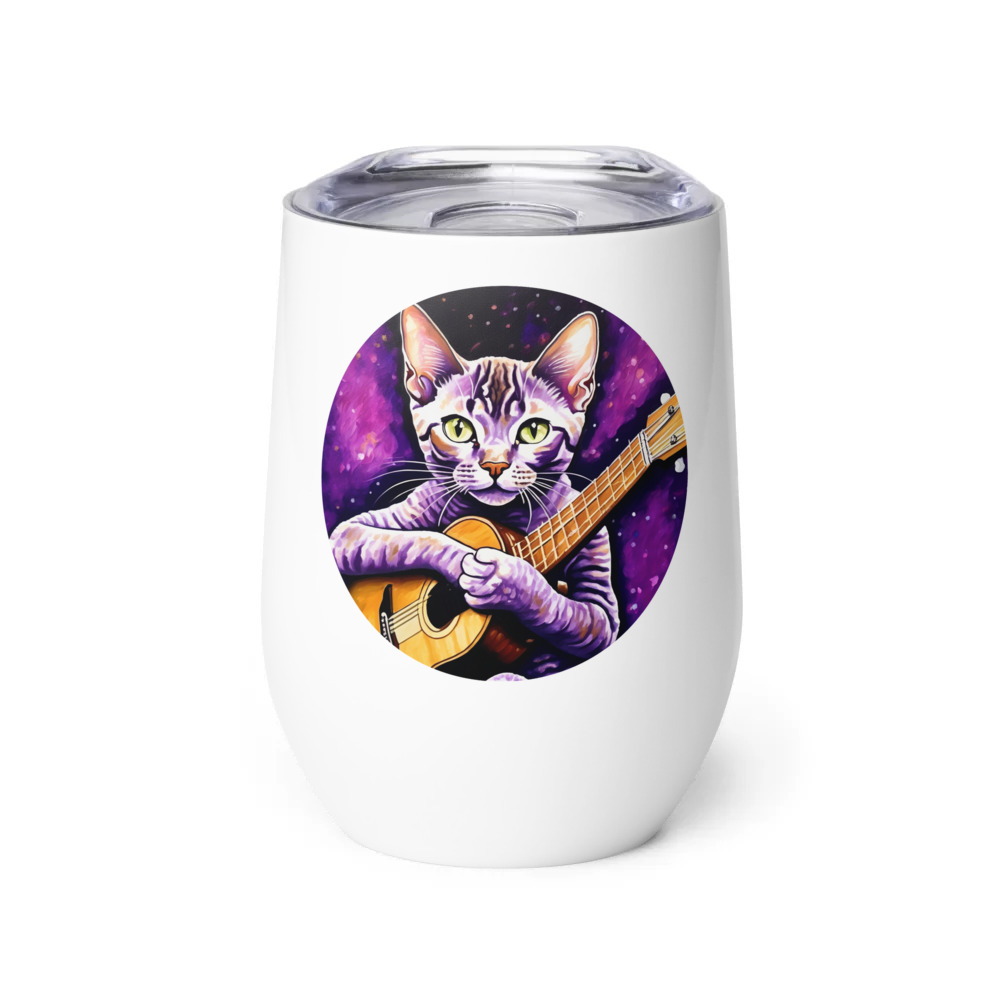 PugMug Custom Tabby Devon Rex Cat Wine Tumbler