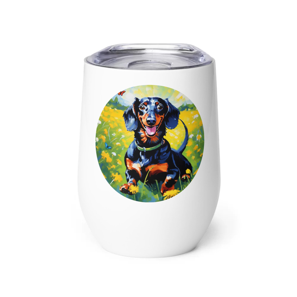 PugMug Custom Black Dachshund Wine Tumbler