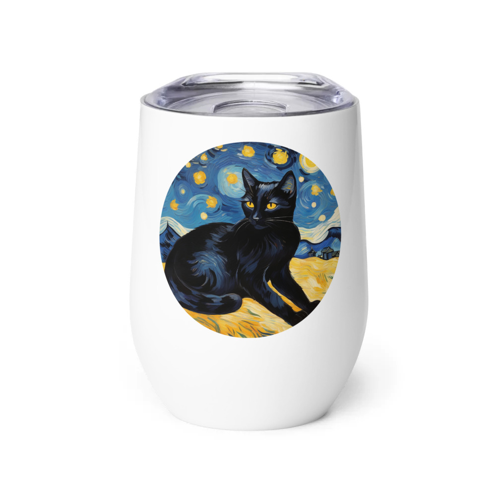 PugMug Custom Black Companion Cat Wine Tumbler