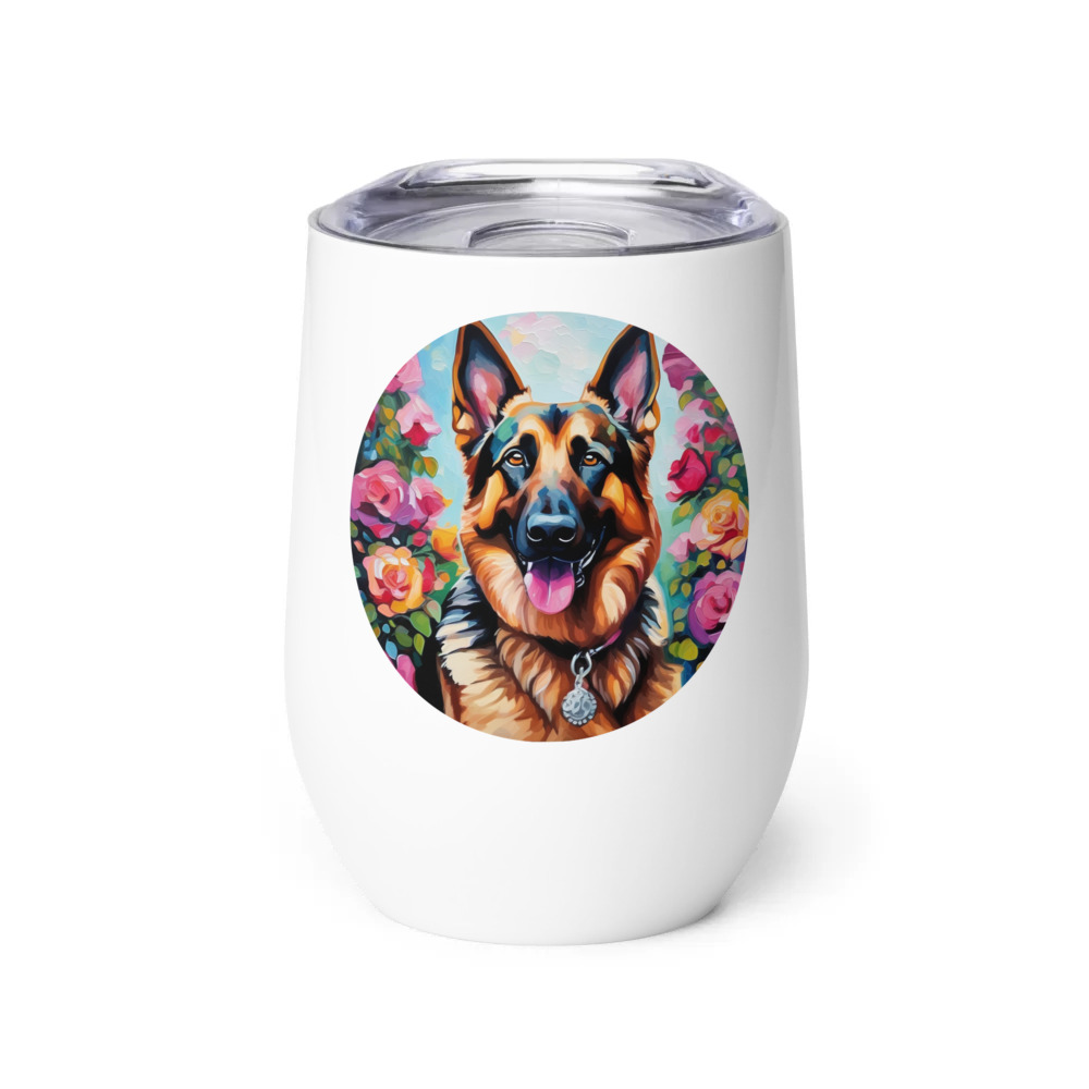 PugMug Custom German Shepherd Dog Wine Tumbler