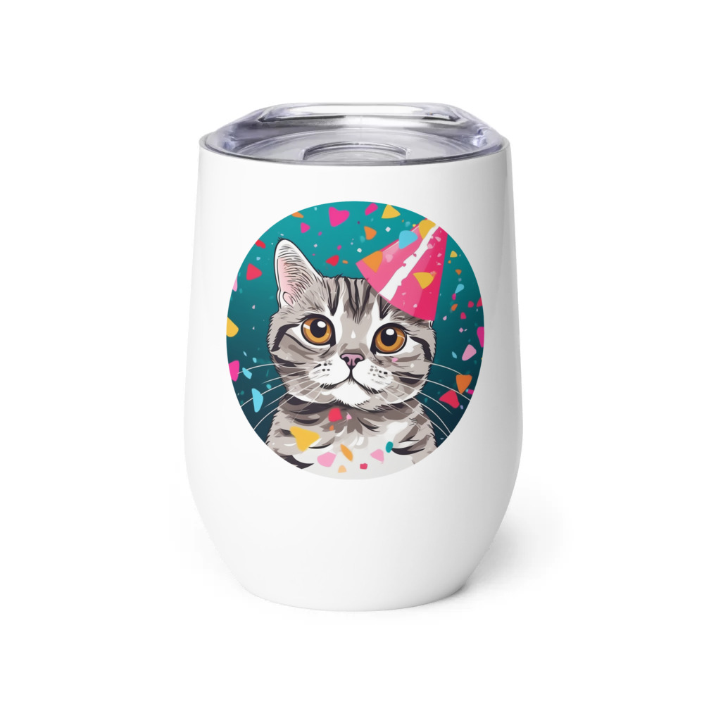 PugMug Custom Tabby Scottish Fold Cat Wine Tumbler