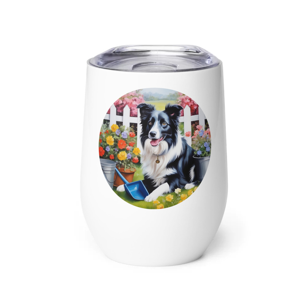 PugMug Custom Border Collie Wine Tumbler