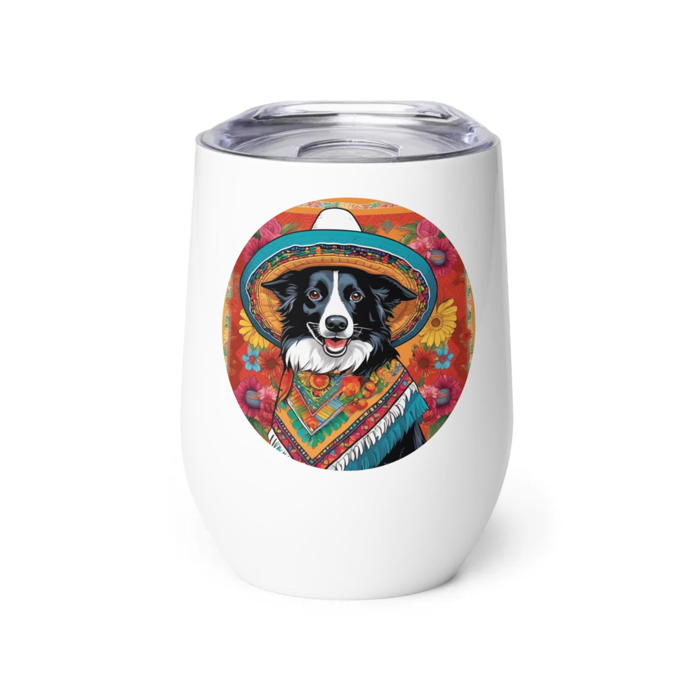 PugMug Custom Border Collie Wine Tumbler