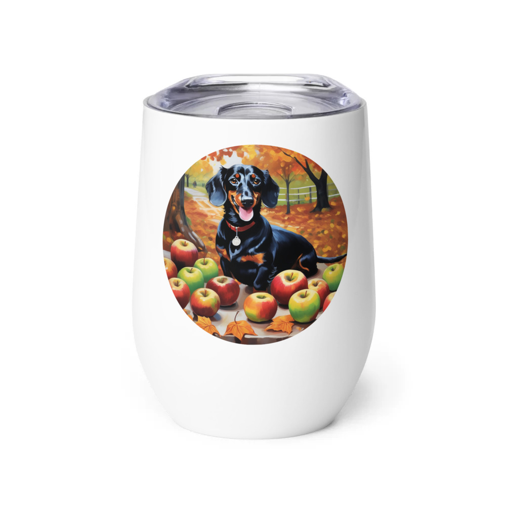 PugMug Custom Black Dachshund Wine Tumbler