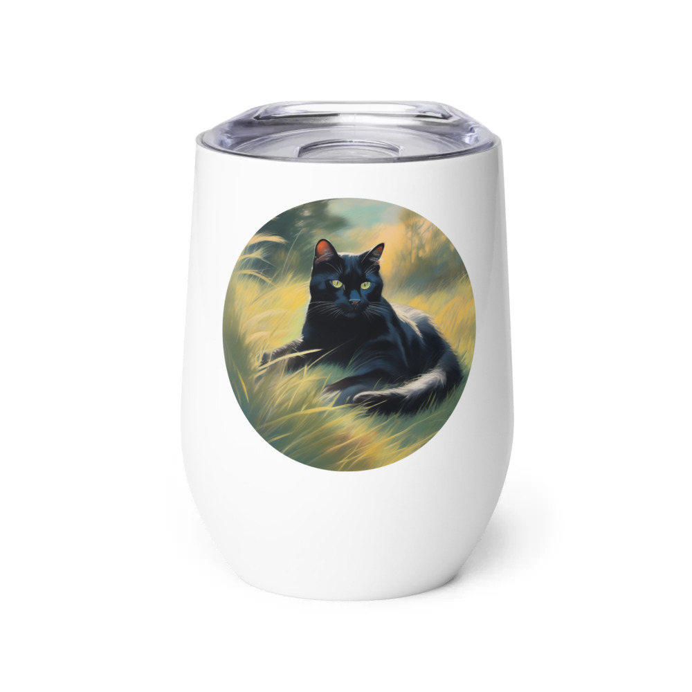 PugMug Custom Black Exotic Cat Wine Tumbler