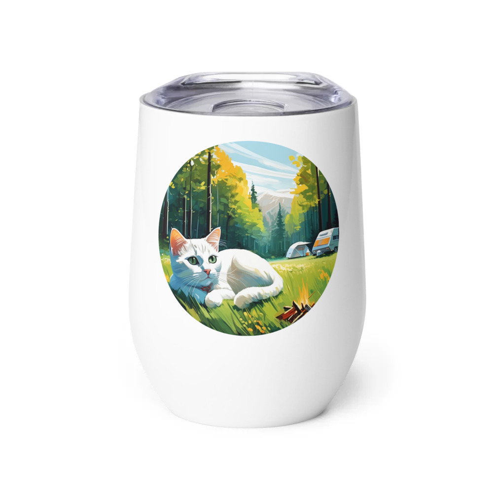 PugMug Custom White Companion Cat Wine Tumbler