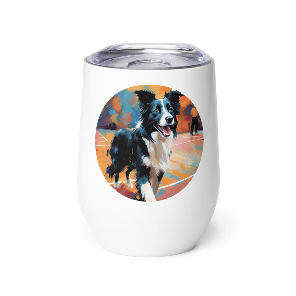 PugMug Custom Border Collie Wine Tumbler