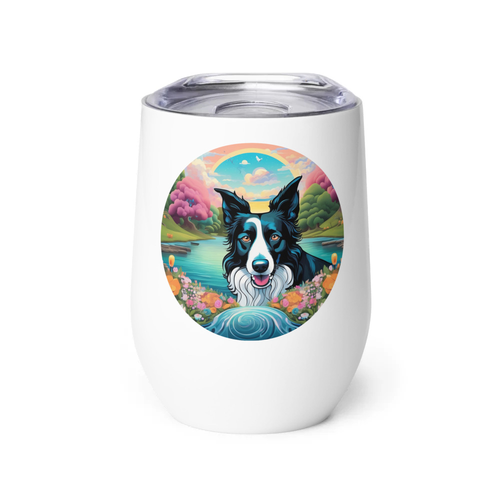 PugMug Custom Border Collie Wine Tumbler