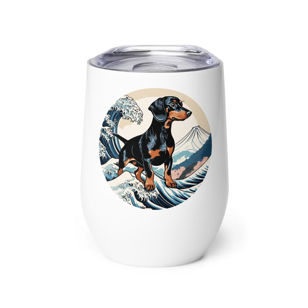 PugMug Custom Black Dachshund Wine Tumbler
