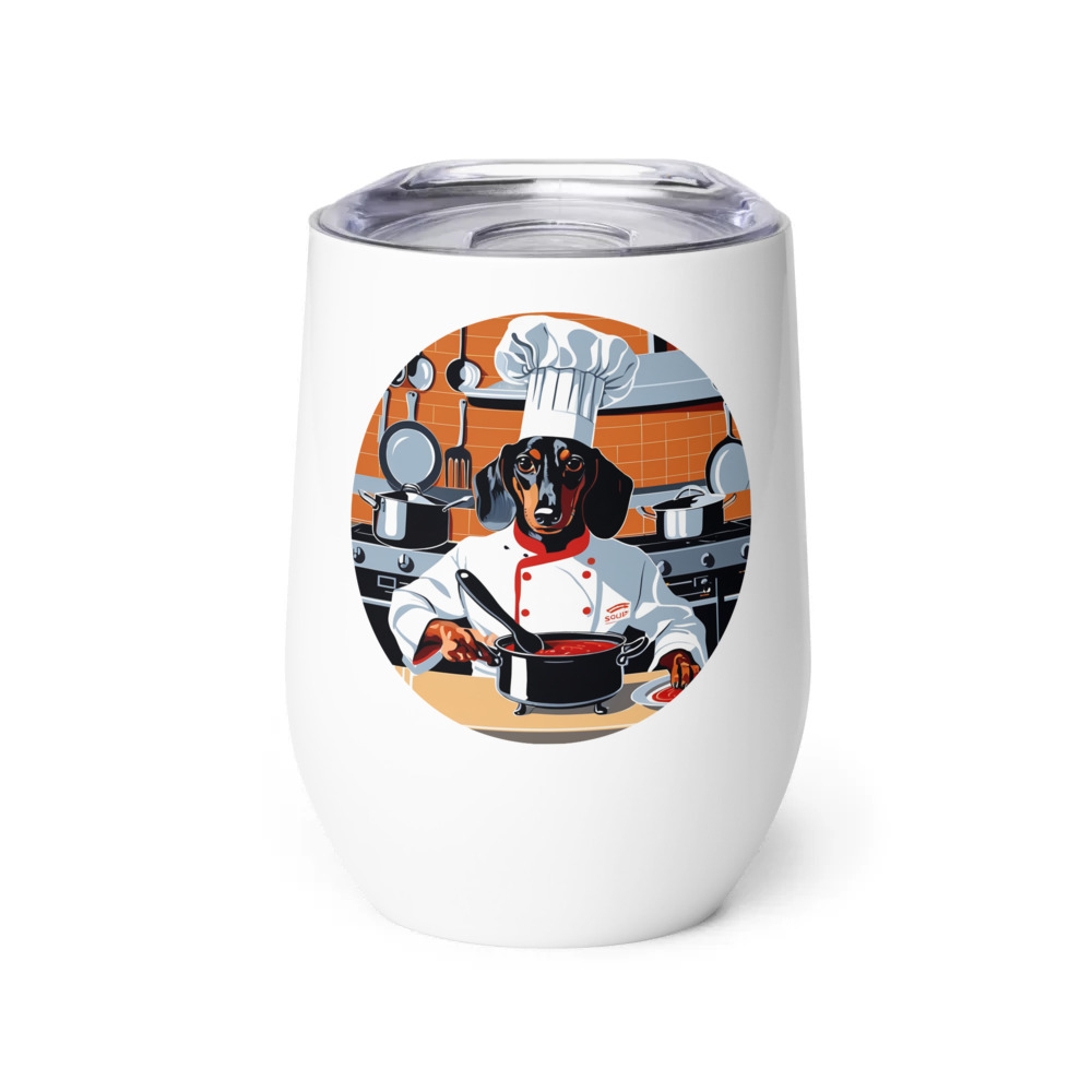 PugMug Custom Black Dachshund Wine Tumbler