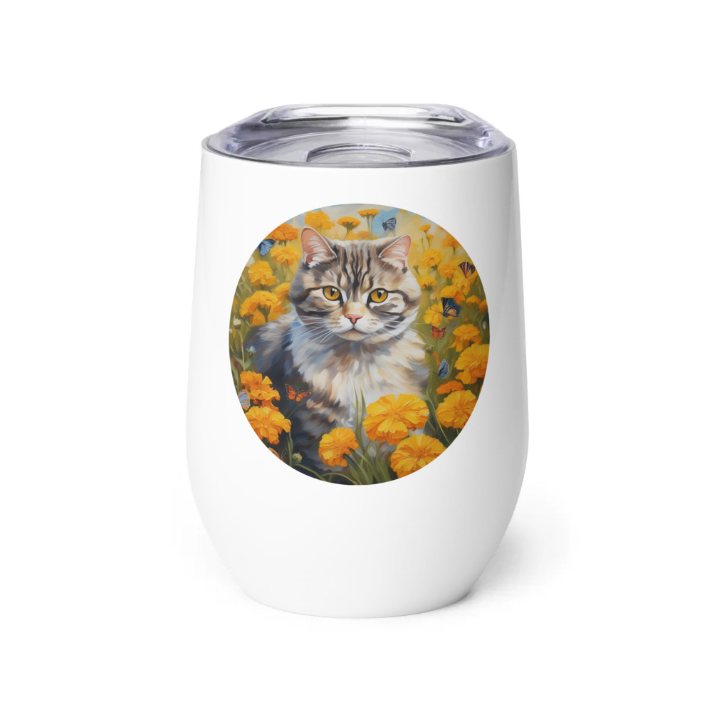 PugMug Custom Tabby Scottish Fold Cat Wine Tumbler