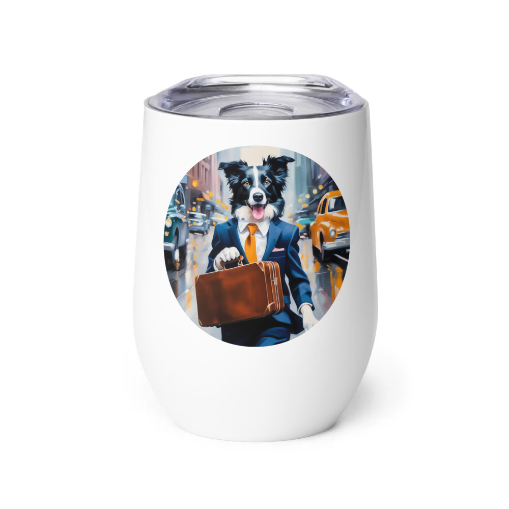 PugMug Custom Border Collie Wine Tumbler