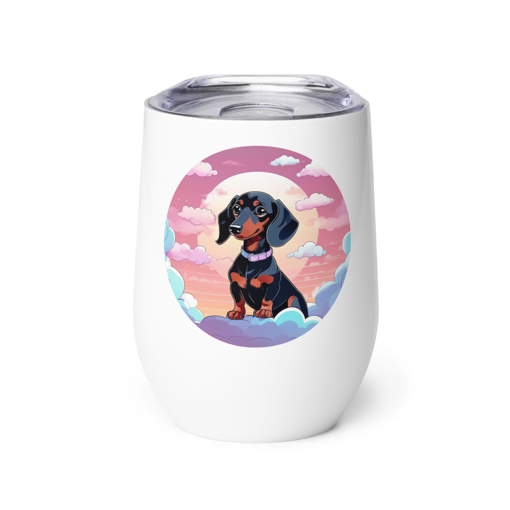 PugMug Custom Black Dachshund Wine Tumbler