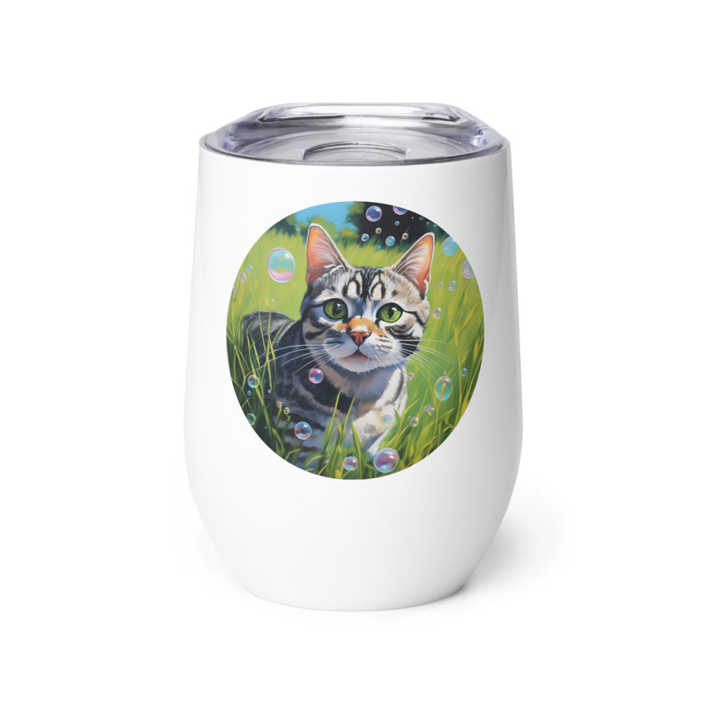 PugMug Custom Tabby American Shorthair Cat Wine Tumbler