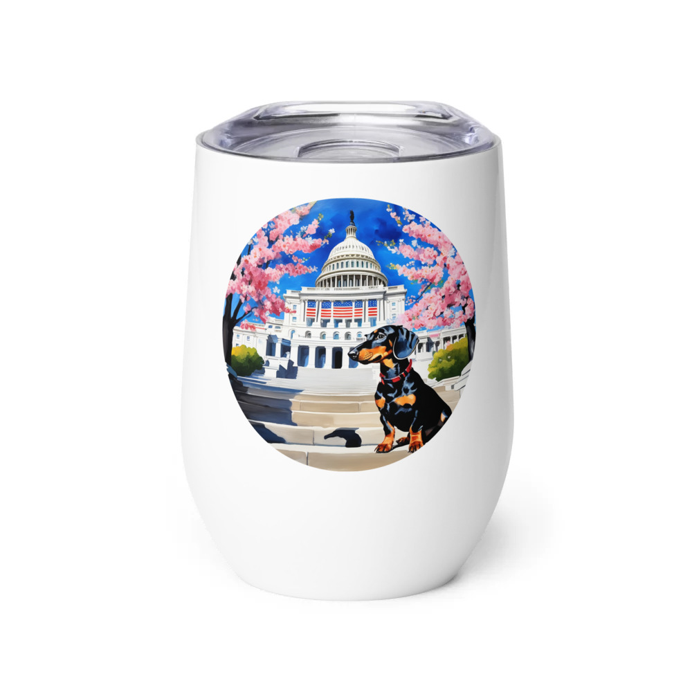 PugMug Custom Black Dachshund Wine Tumbler