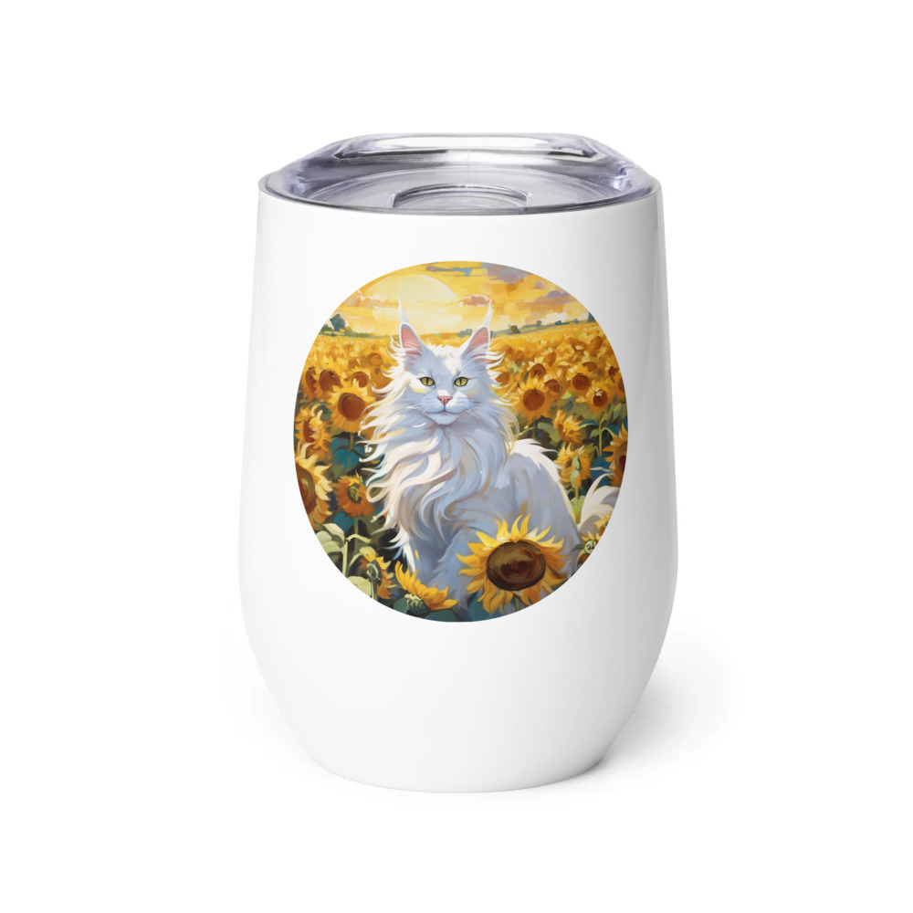 PugMug Custom White Maine Coon Cat Wine Tumbler