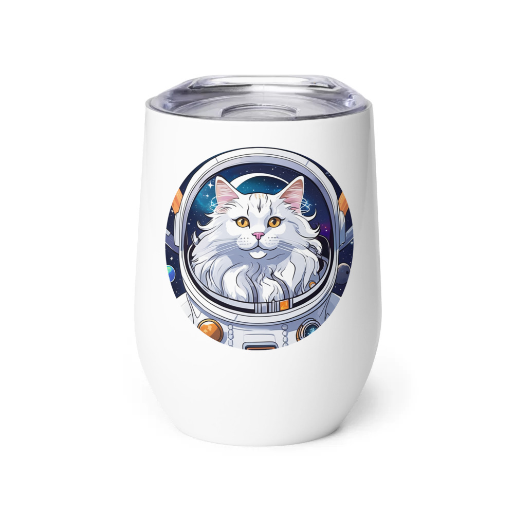 PugMug Custom White Maine Coon Cat Wine Tumbler