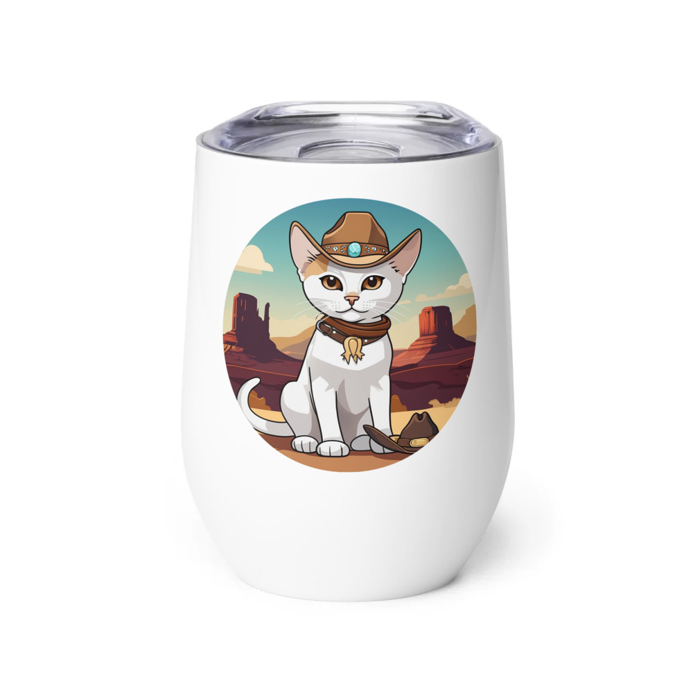 PugMug Custom White Abyssinian Cat Wine Tumbler