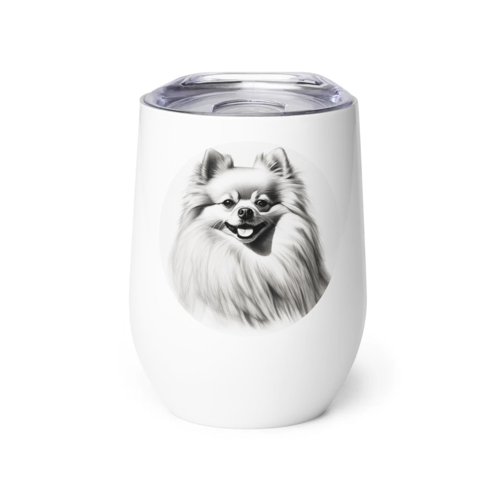 PugMug Custom White Pomeranian Wine Tumbler