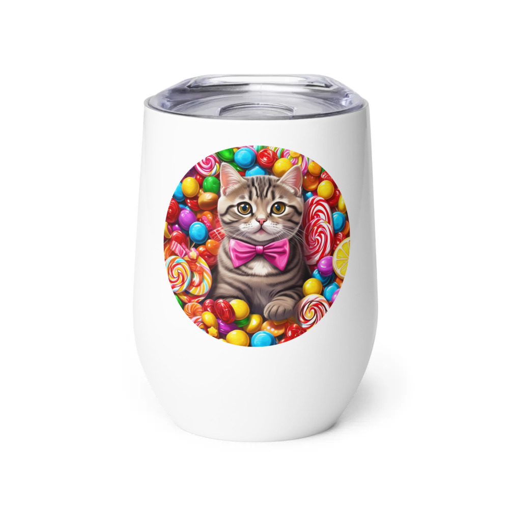 PugMug Custom Tabby Scottish Fold Cat Wine Tumbler