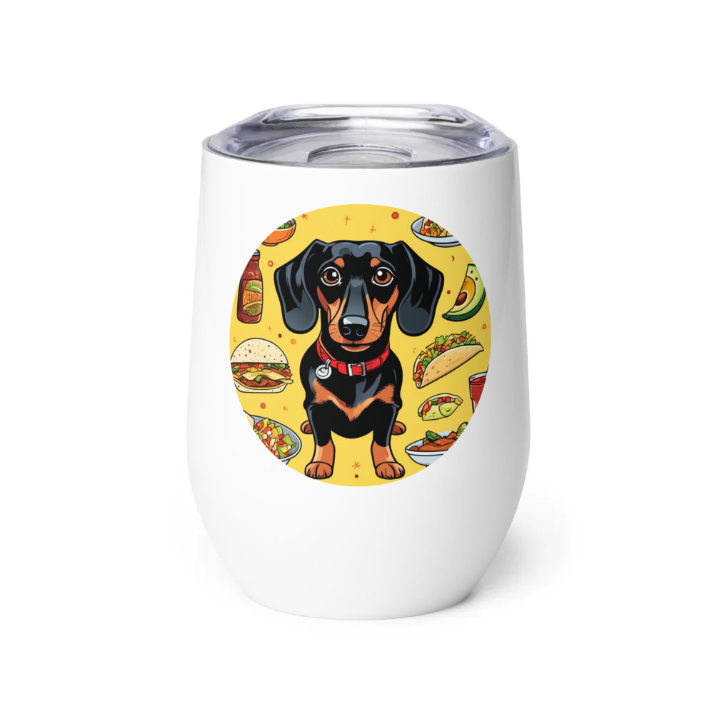 PugMug Custom Black Dachshund Wine Tumbler