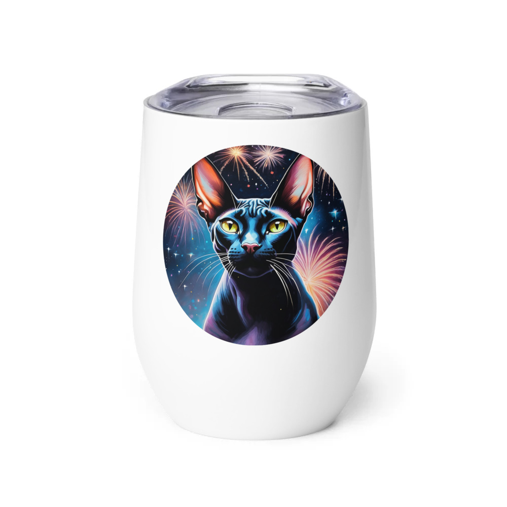PugMug Custom Black Sphynx Cat Wine Tumbler
