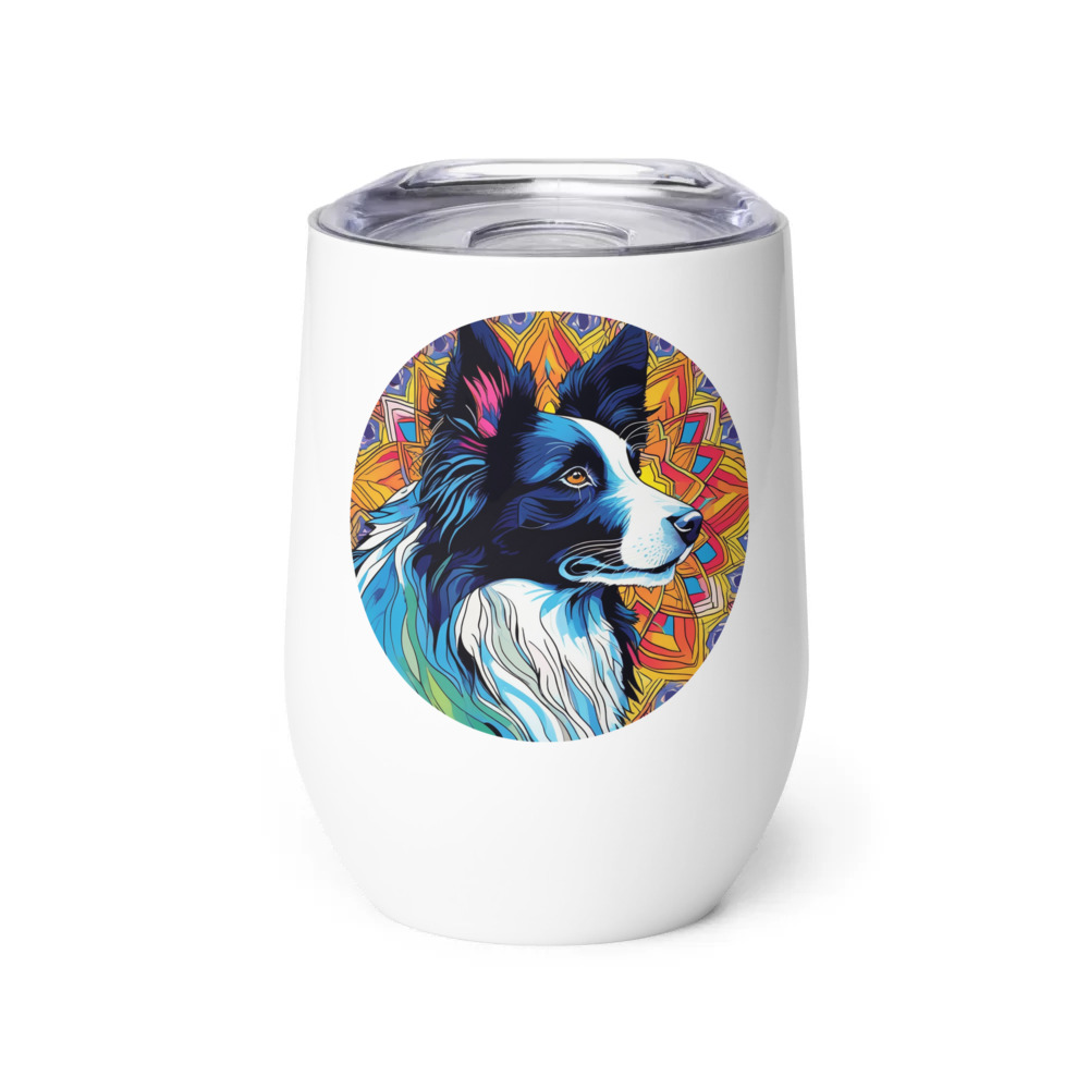 PugMug Custom Border Collie Wine Tumbler