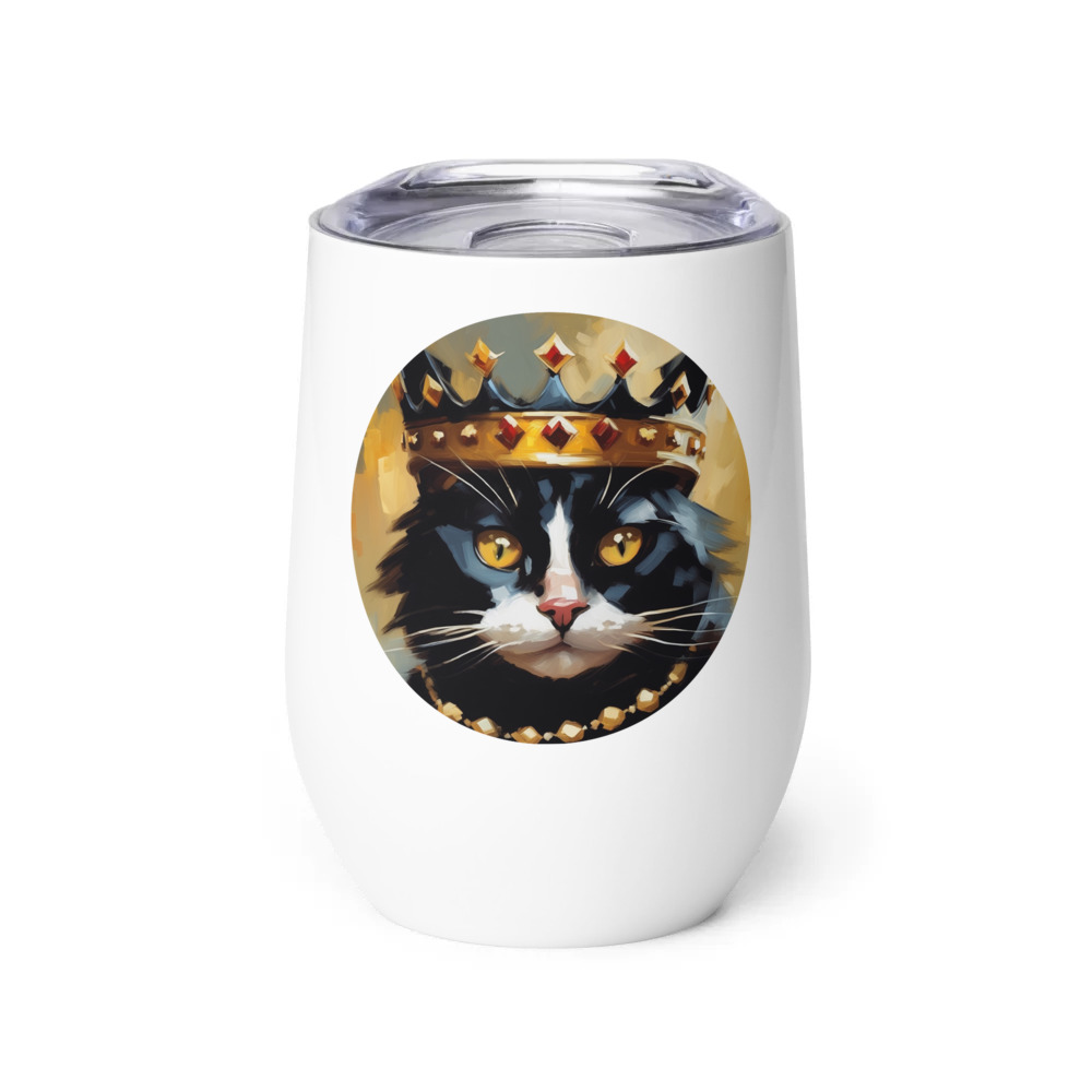 PugMug Custom Black Companion Cat Wine Tumbler