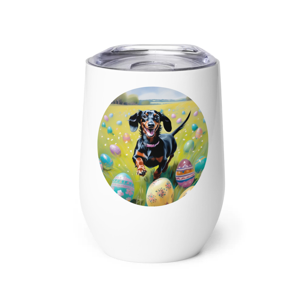 PugMug Custom Black Dachshund Wine Tumbler