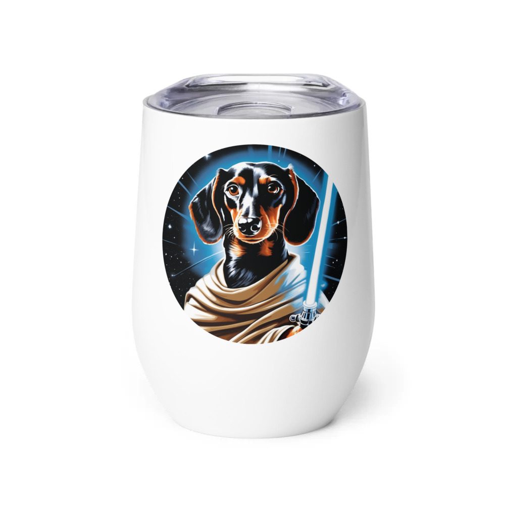 PugMug Custom Black Dachshund Wine Tumbler