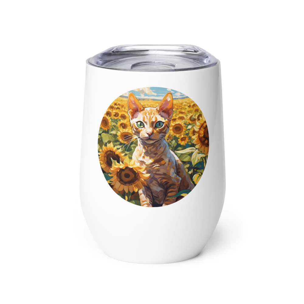 PugMug Custom Tabby Devon Rex Cat Wine Tumbler