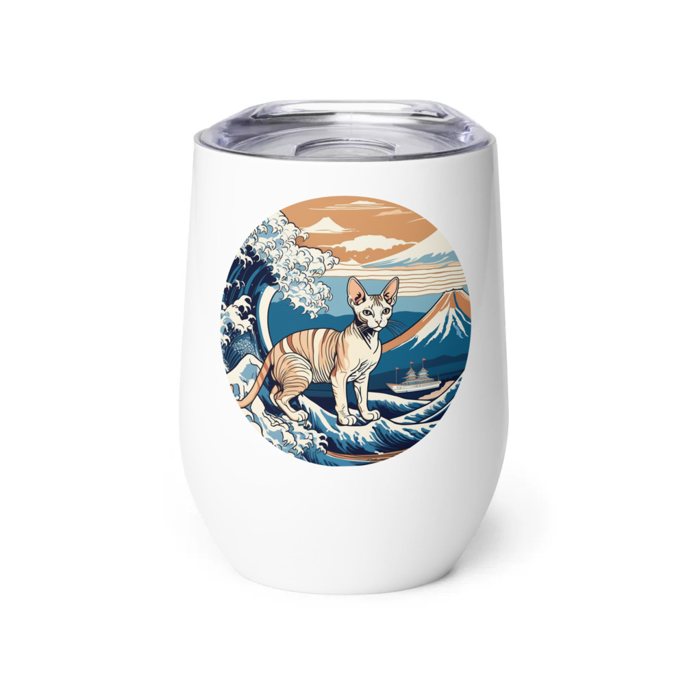 PugMug Custom Tabby Sphynx Cat Wine Tumbler