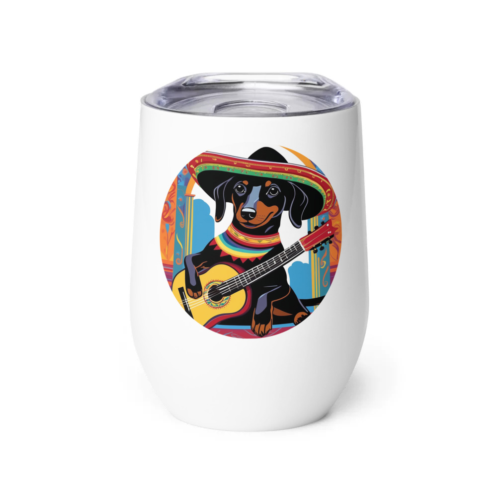 PugMug Custom Black Dachshund Wine Tumbler