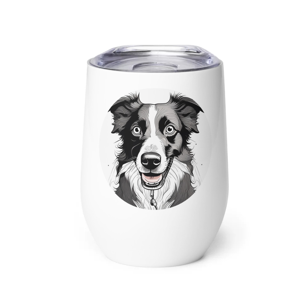 PugMug Custom Border Collie Wine Tumbler