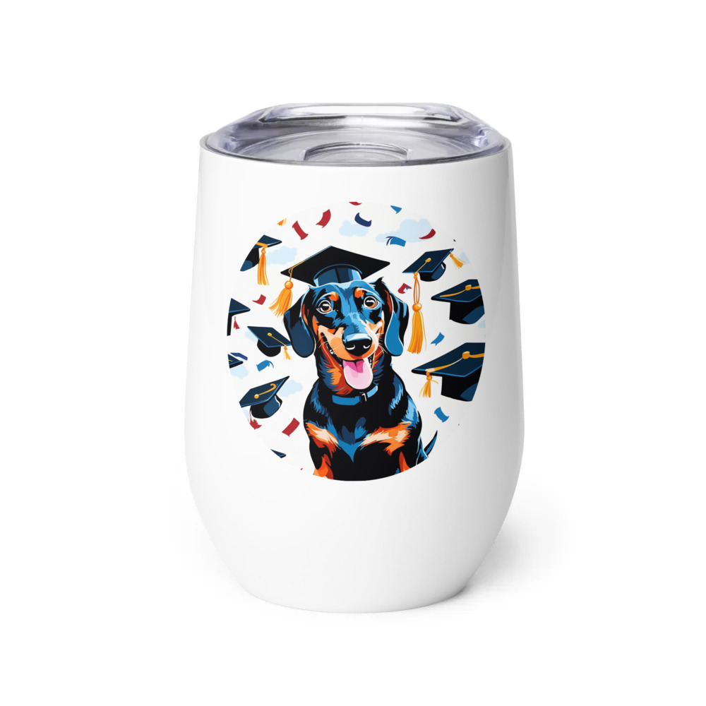 PugMug Custom Black Dachshund Wine Tumbler