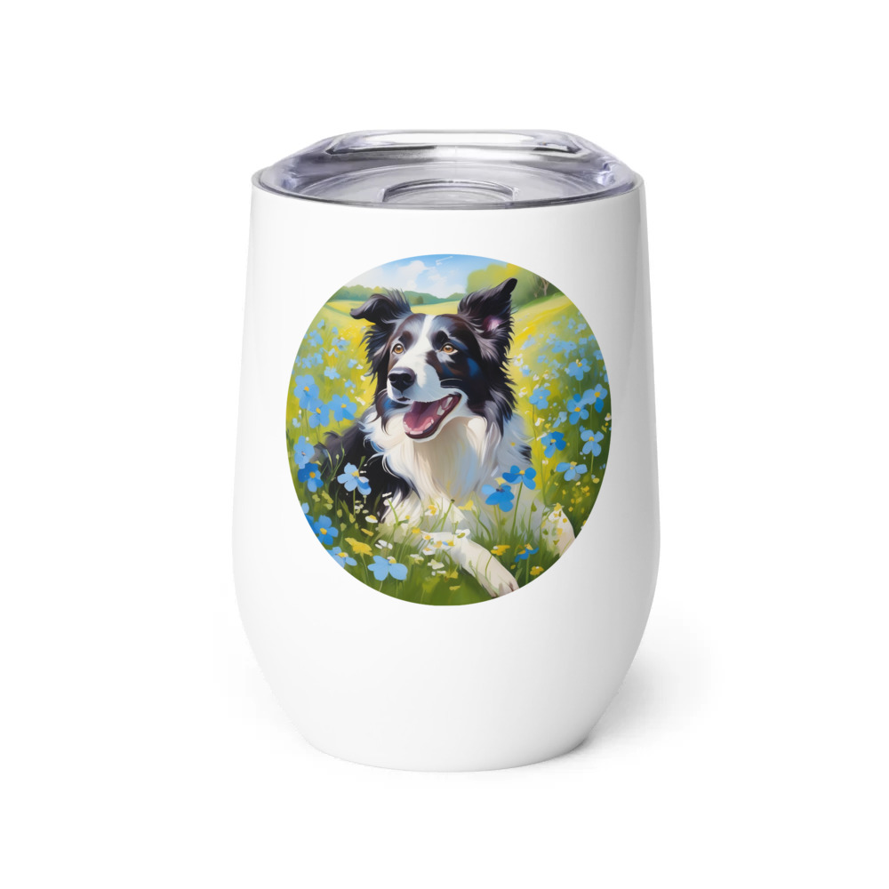 PugMug Custom Border Collie Wine Tumbler